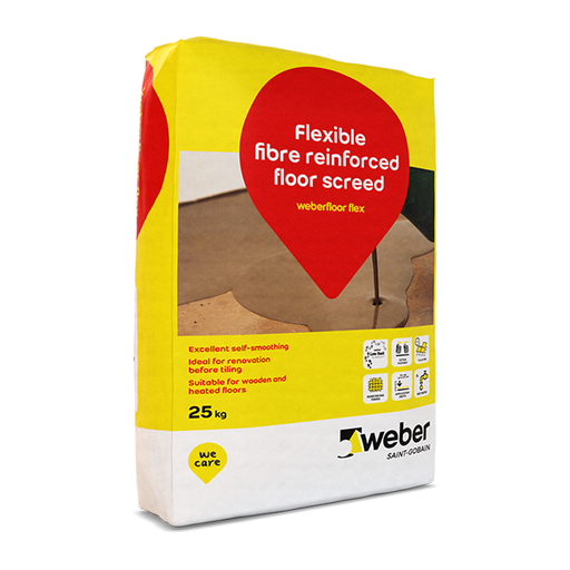 Weber floor Flex Flexible Fibre Reinforced Floor Screed 25kg-Floor Screed-Weber-tile.co.uk