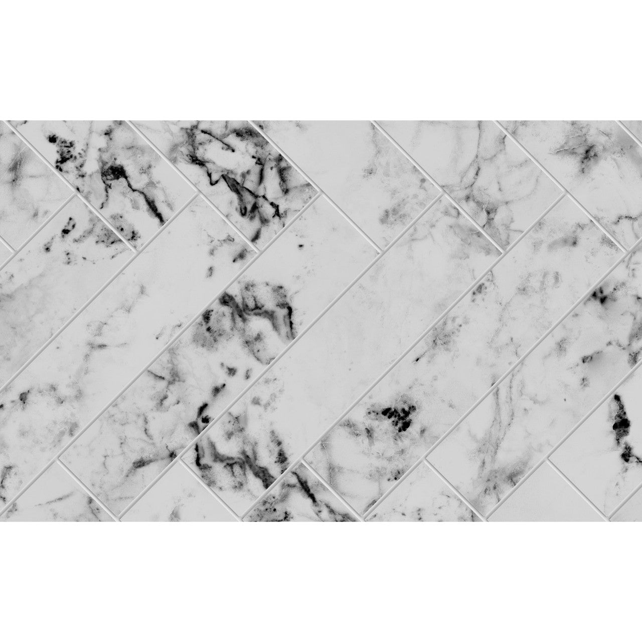 Image of Carrara Marble Herringbone Alloy Wall Panel-Wall panel-Wetwall-Tile.co.uk
