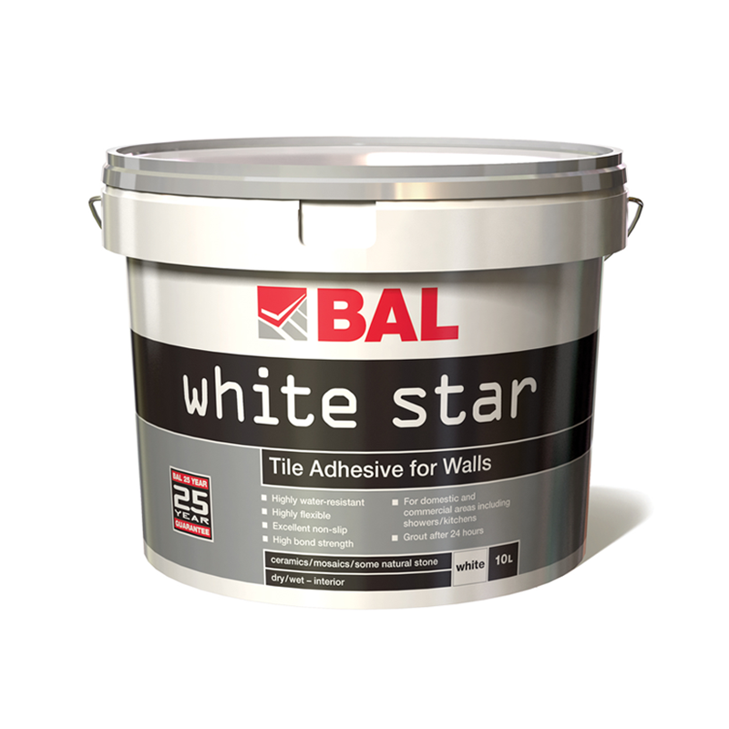 Image of Bal 10Ltr White Star Plus Wall tile Adhesive-Adhesive-Bal-tile.co.uk