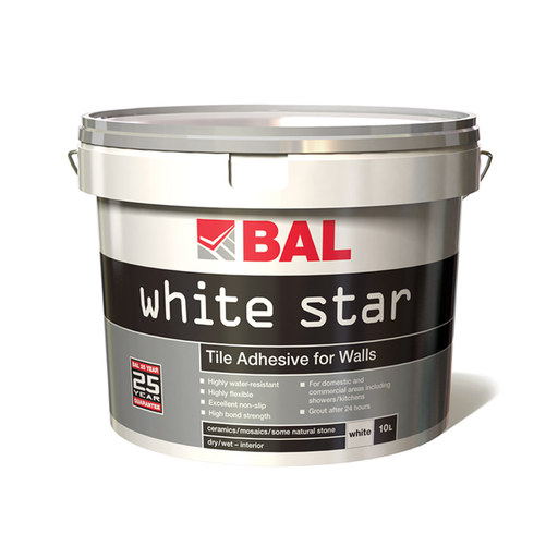 Bal 10Ltr White Star Plus Wall tile Adhesive-Adhesive-Bal-tile.co.uk