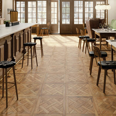 forest natural square tile in a cafe bar area