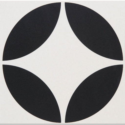 Black geometric pattern on a white background