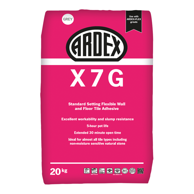 Image of Ardex X7G Flexible Standard Set Grey Tile Adhesive 20kg-Adhesive-Ardex-Tile.co.uk