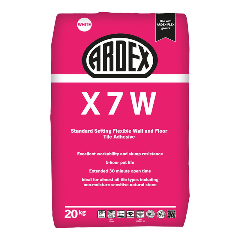 Image of Ardex 20kg X7W Flexible Standard Set White Tile Adhesive-Adhesive-Ardex-Tile.co.uk