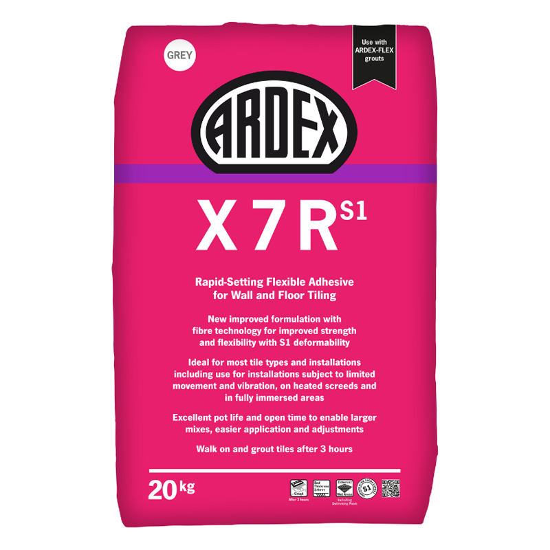 Image of Ardex X7R S1 Flexible Rapid Set Grey Tile Adhesive 20kg-Adhesive-Ardex-Tile.co.uk