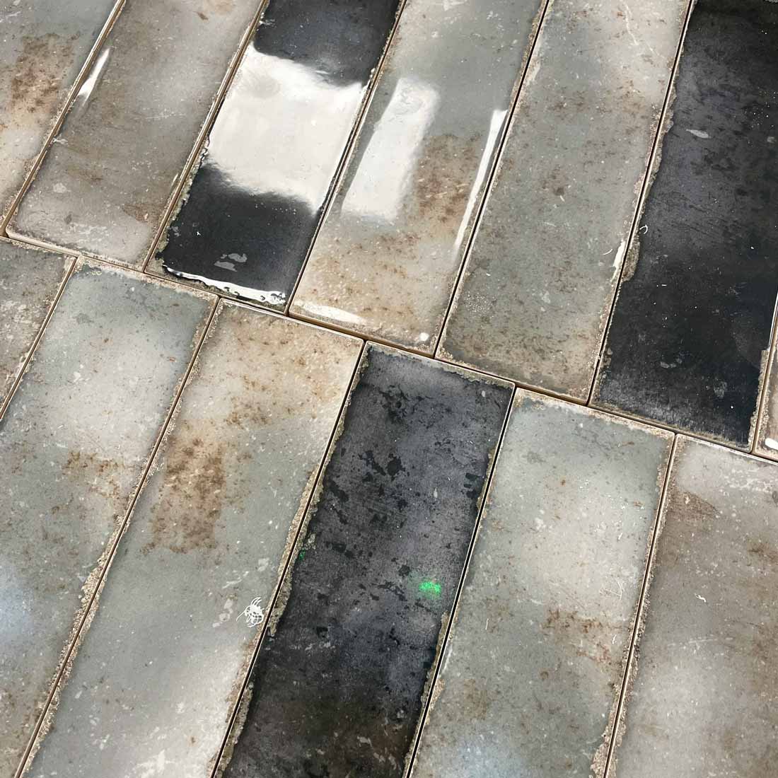 Image of Zellige Anthracite Brick Tile 6.9x24cm-Ceramic wall tile-Estudio Ceramico-tile.co.uk
