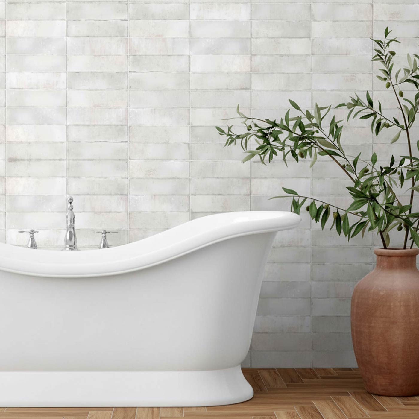 Image of Zellige Arctic Brick Tile 6.9x24cm-Ceramic wall tile-Estudio Ceramico-Tile.co.uk