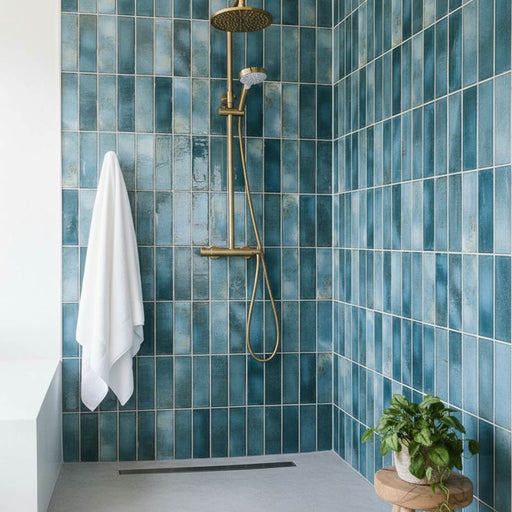 Zellige Blue Brick Tile 6.9x24cm-Ceramic wall tile-Estudio Ceramico-Tile.co.uk