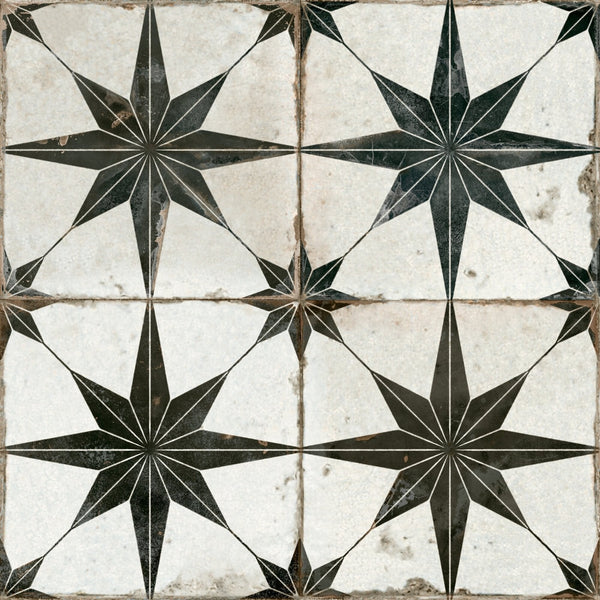 Black floor tiles