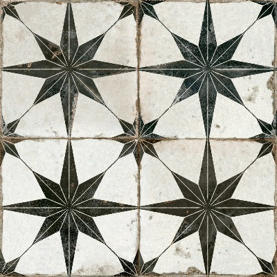 Sample 45x45cm Star N Black Pattern Floor Tile-sample-sample-tile.co.uk