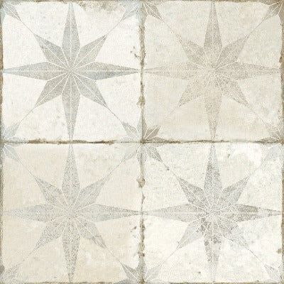 Sample 45x45 Star White Pattern floor tile-sample-sample-tile.co.uk
