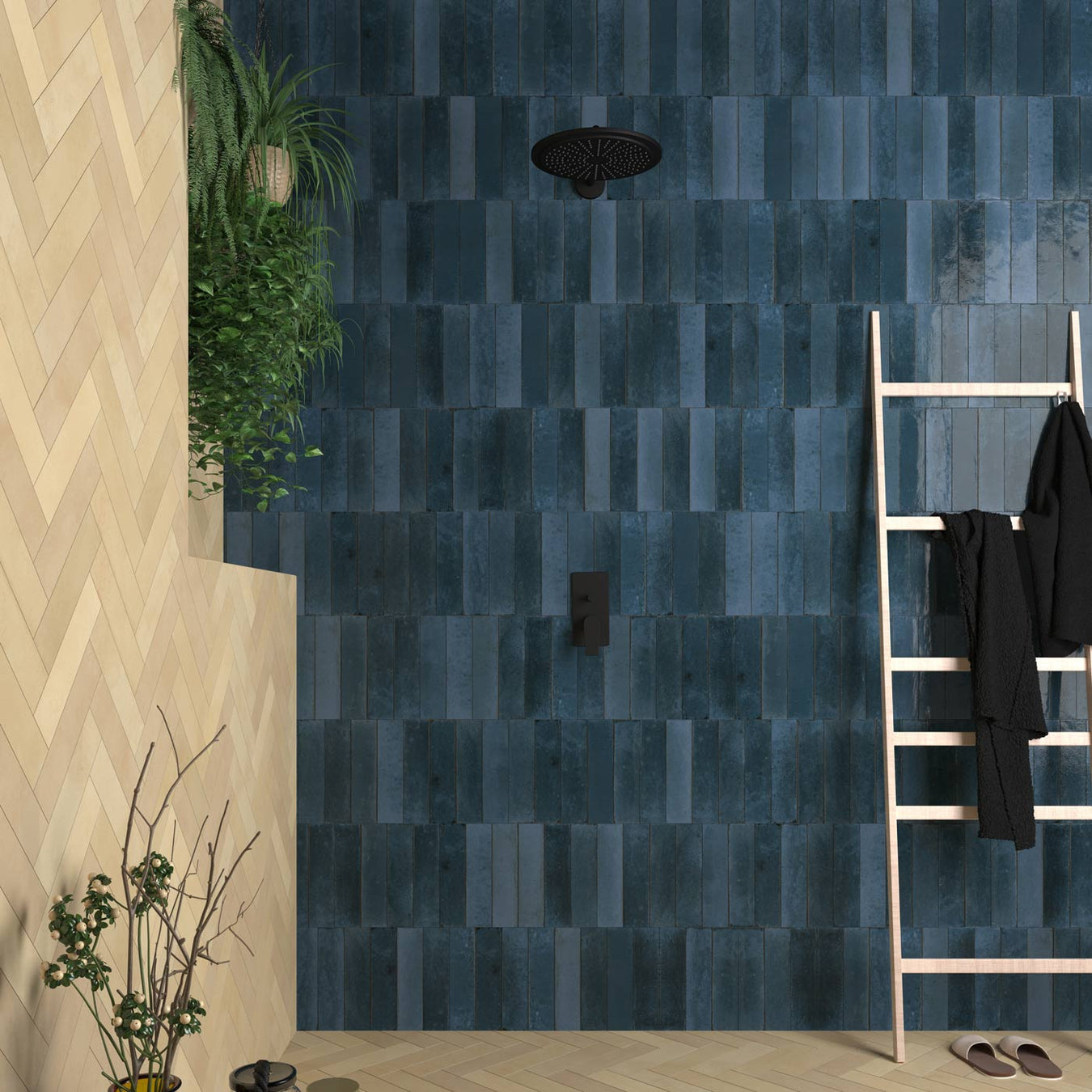 Blue kitchen wall tiles