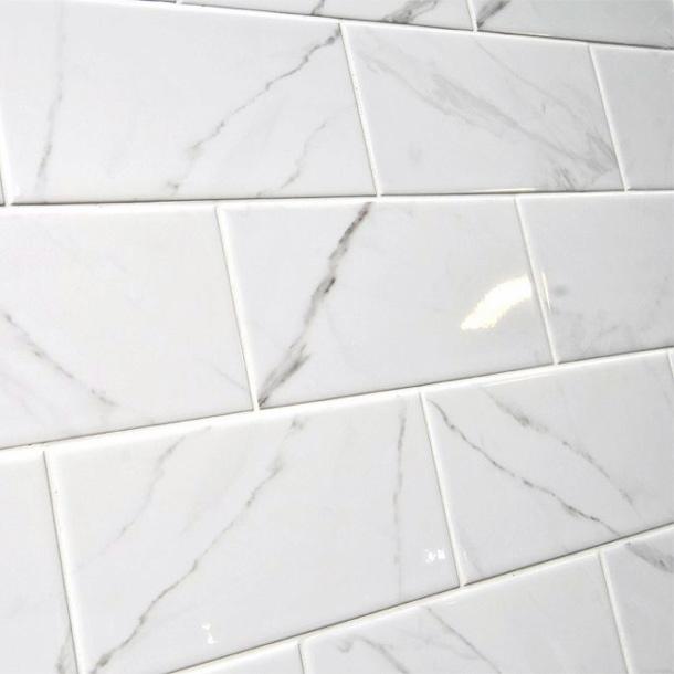 Image of Flat Gloss Carrara Marble Brick tile 10x20cm-Brick style tiles-Fabresa-tile.co.uk