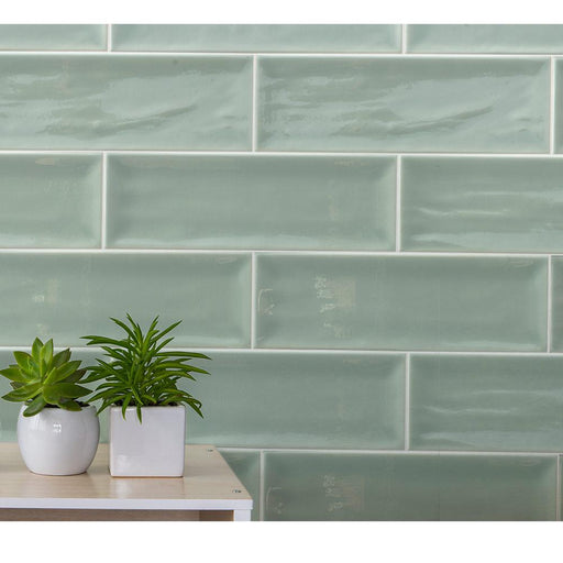 Aria Green Brick tile 10x30cm-Brick style tiles-Fabresa-tile.co.uk