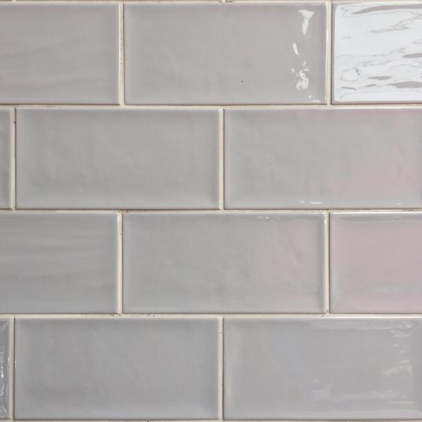 Artisan Light Grey Brick gloss tile 10x20cm-Brick style tiles-Fabresa-tile.co.uk