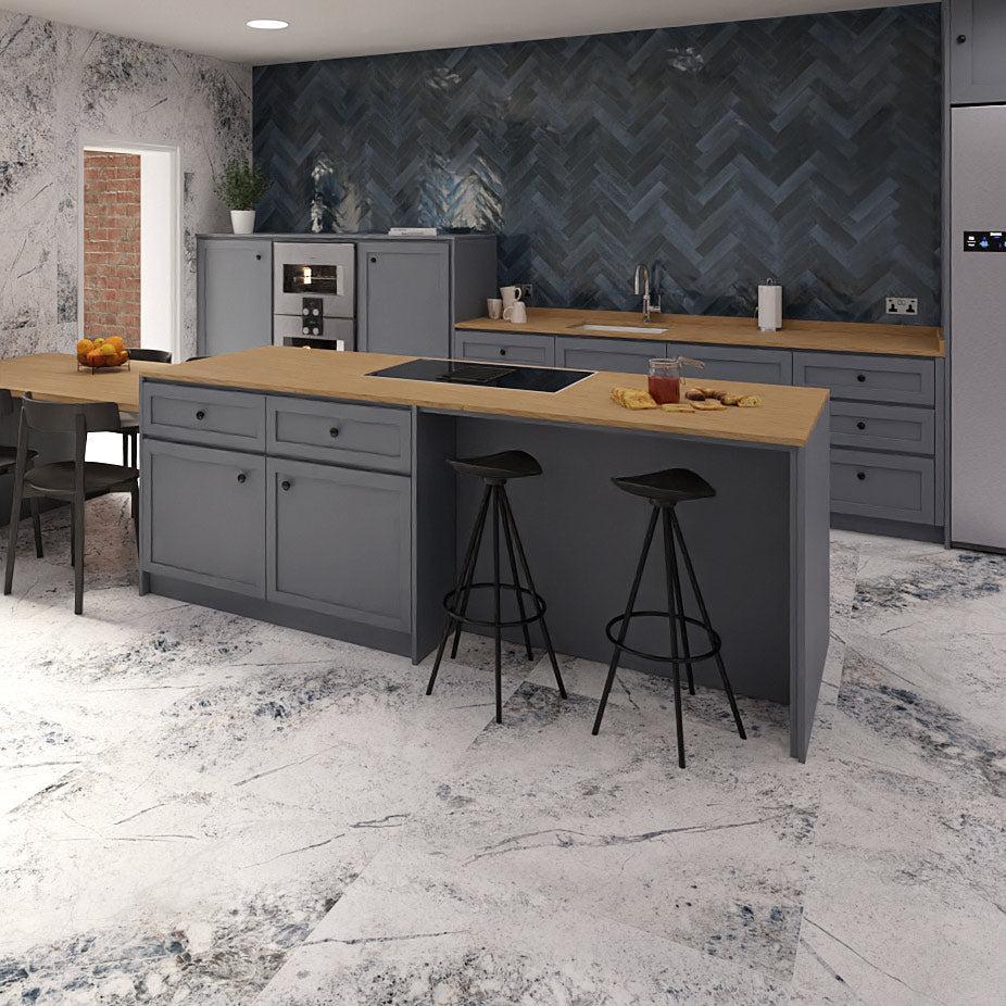 Image of Agadir Lago Blue Gloss wall tile 7x28cm-Ceramic wall tile-Dune Ceramica-tile.co.uk