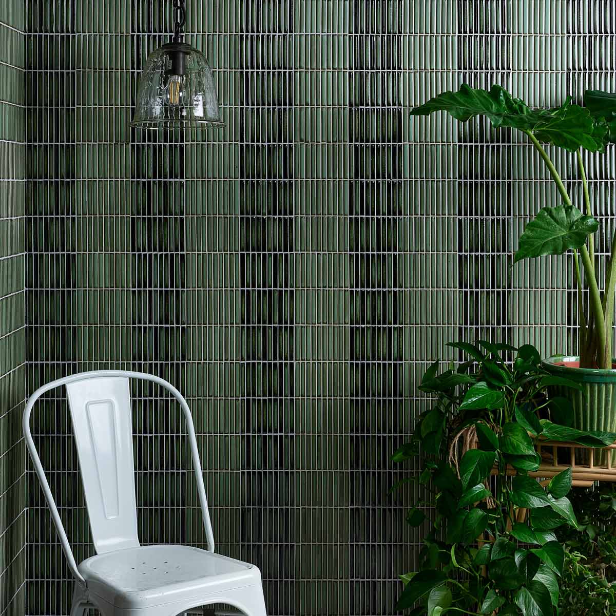Image of Bamboo Lustre Avocado Satin Mosaic 28.2x29.4cm-mosaic tile-Ca Pietra-tile.co.uk