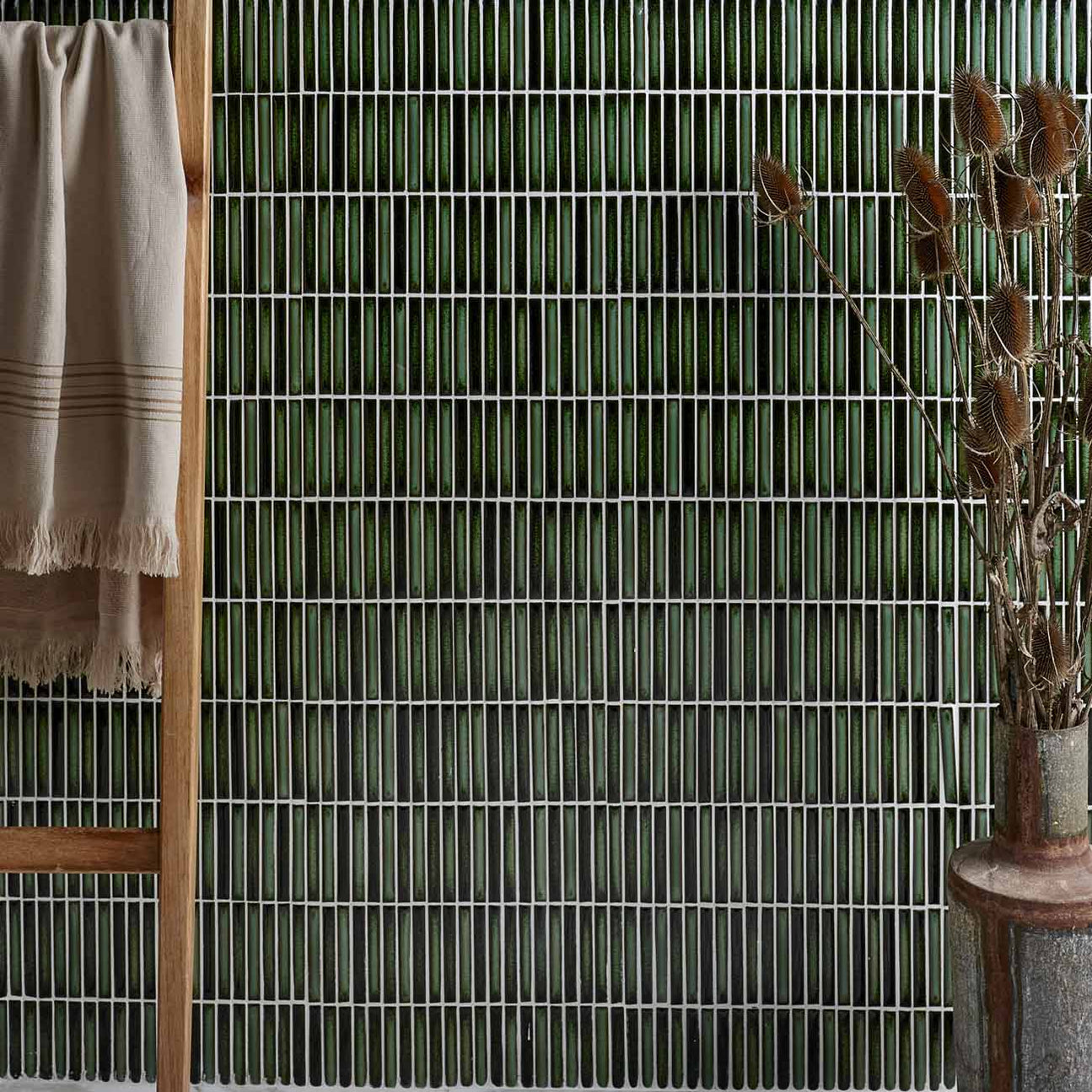 Bamboo Lustre Forest Satin Mosaic | 28.2x29.4cm | Mosaic — Tile.co.uk