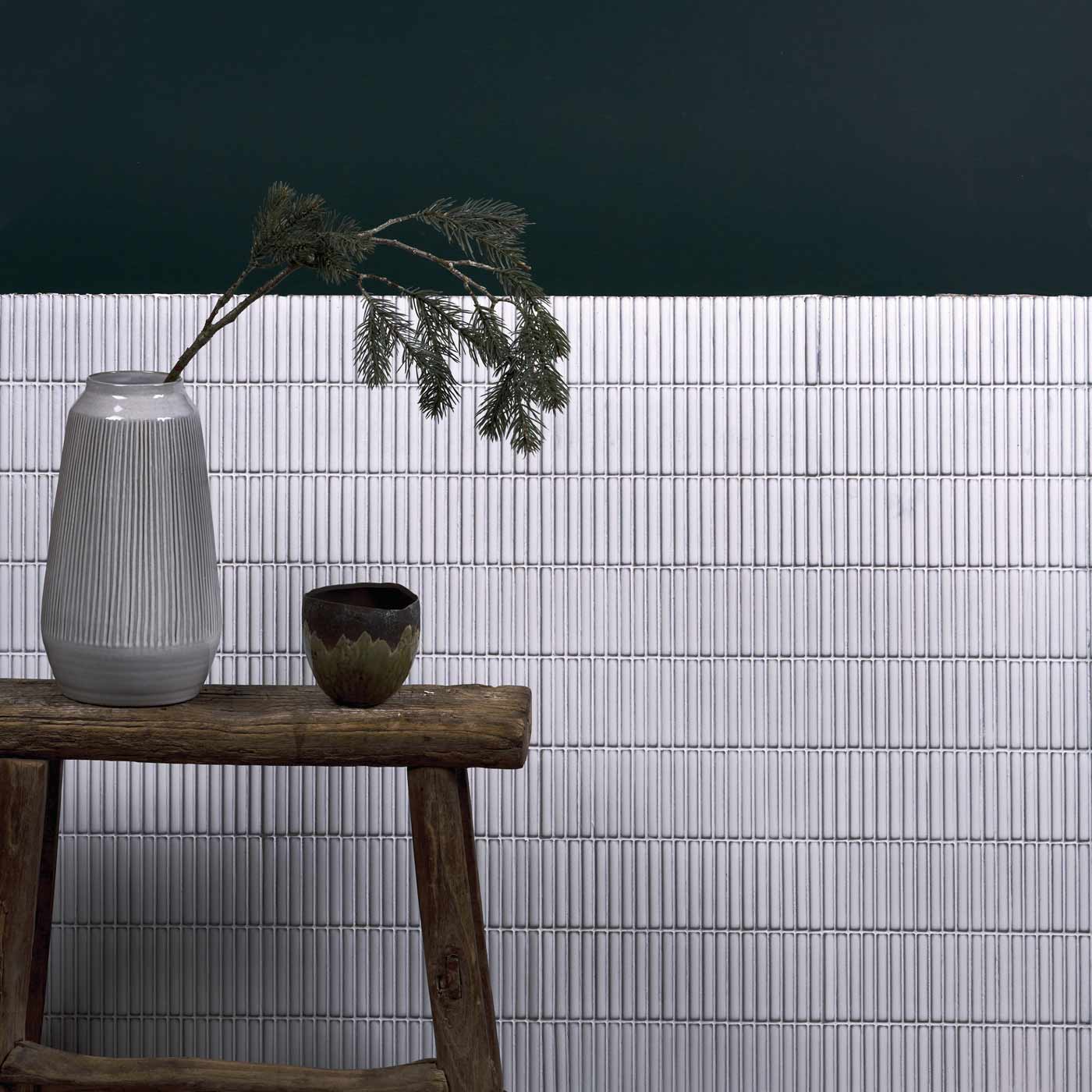 Image of Bamboo White Gloss Mosaic 28.4x29.5cm-mosaic tile-Ca Pietra-tile.co.uk