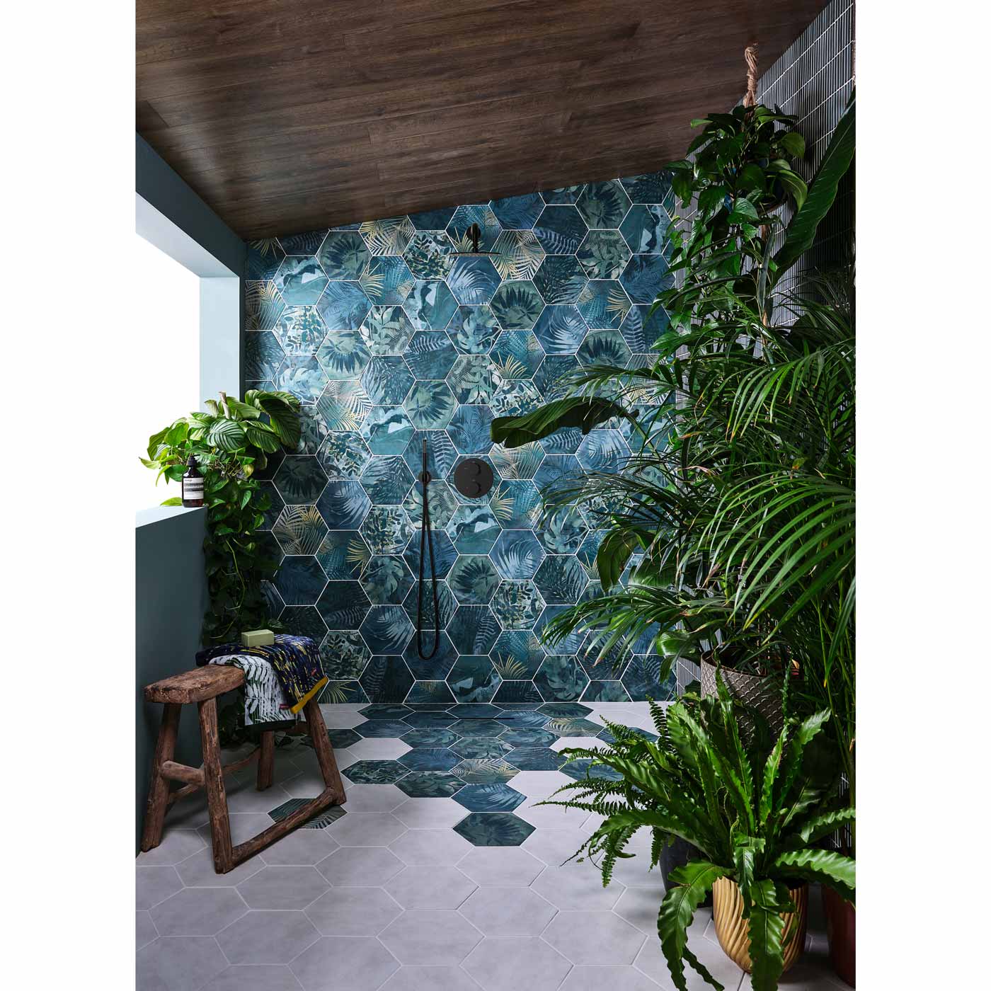 Image of Jungle Hexagon tile 21.5x24.5cm-Hexagon tile-Ca Pietra-tile.co.uk
