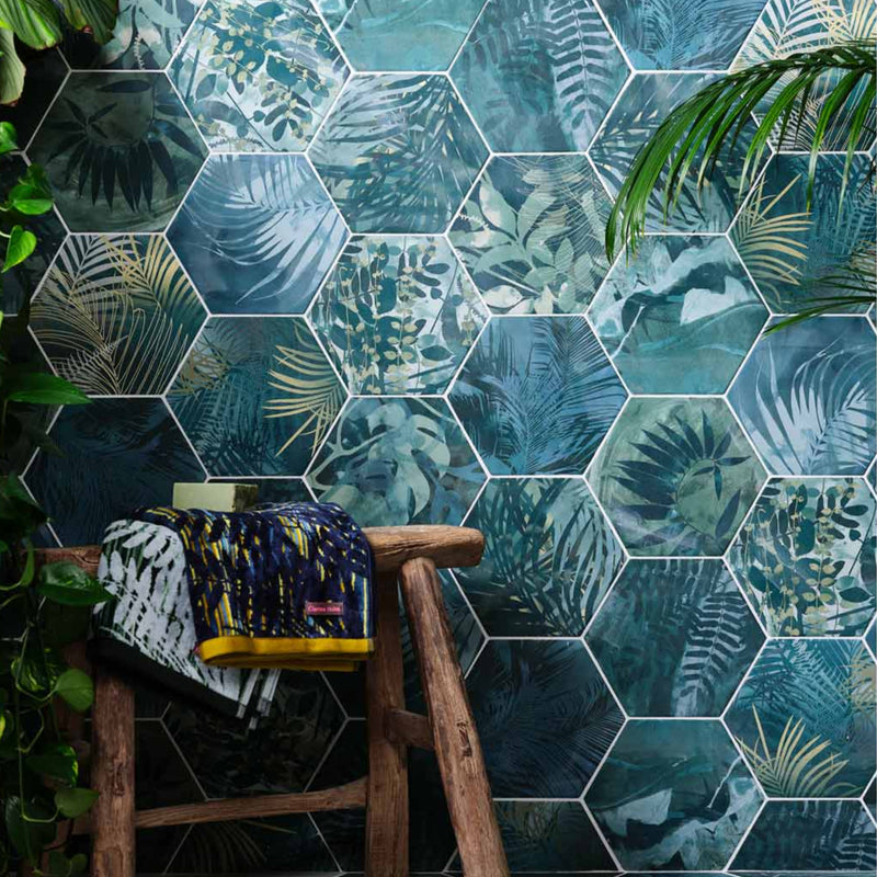 Image of Jungle Hexagon tile 21.5x24.5cm-Hexagon tile-Ca Pietra-tile.co.uk