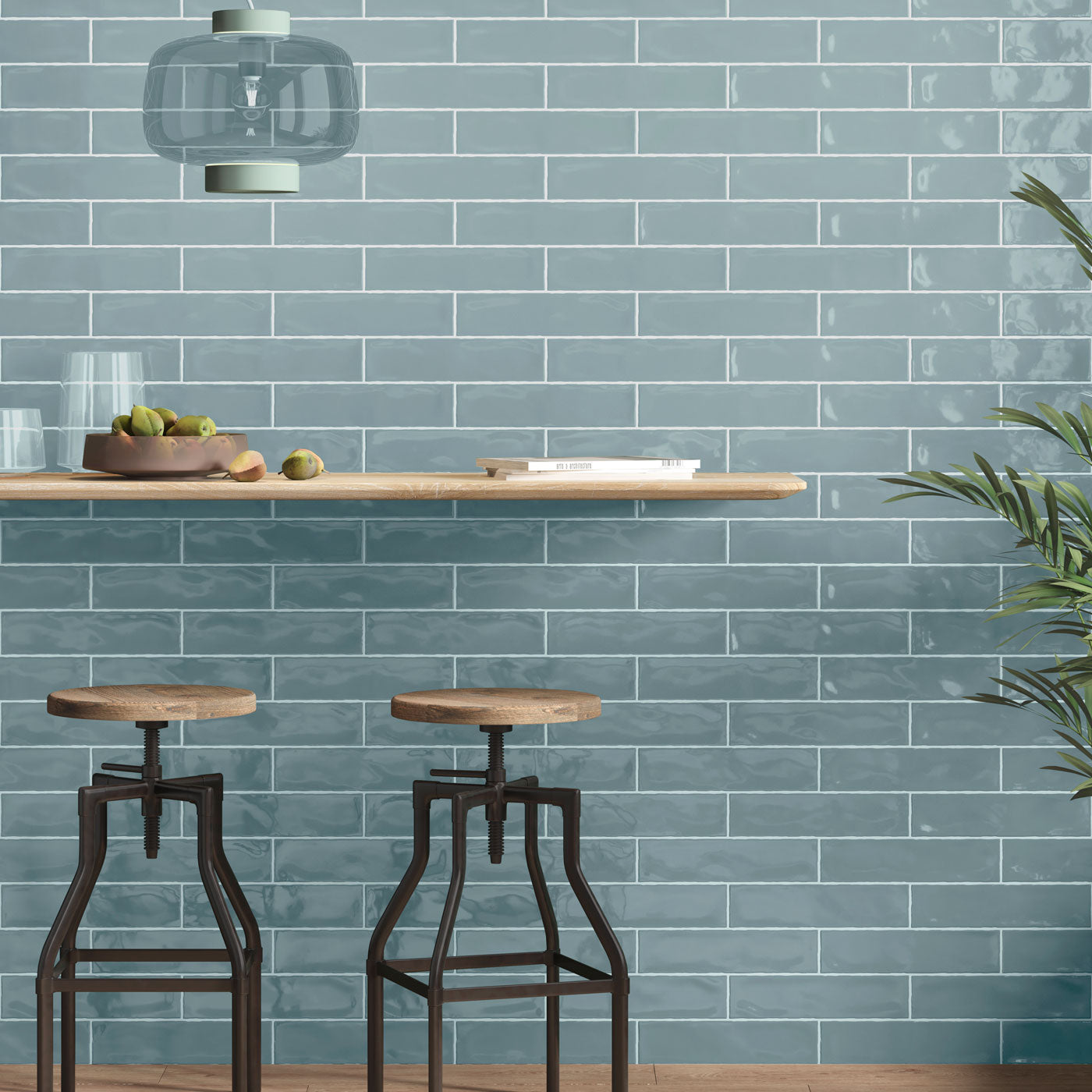 Image of Cottage blue gloss tile 7.5x30cm-Ceramic wall tile-Salcamar-tile.co.uk