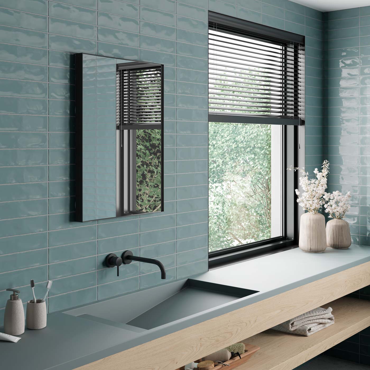 Image of Cottage blue gloss tile 7.5x30cm-Ceramic wall tile-Salcamar-tile.co.uk