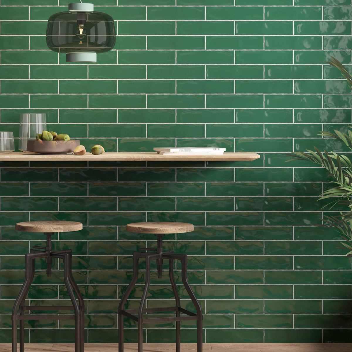 Green Feature Tile Texture Cottage Green tile | 7.5x30cm Ceramic wall tile — Tile.co.uk