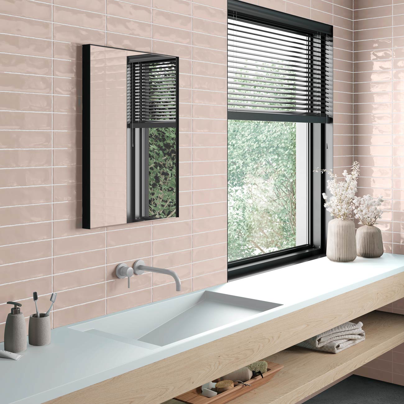 Image of Cottage pink gloss tile 7.5x30cm-Ceramic wall tile-Salcamar-tile.co.uk