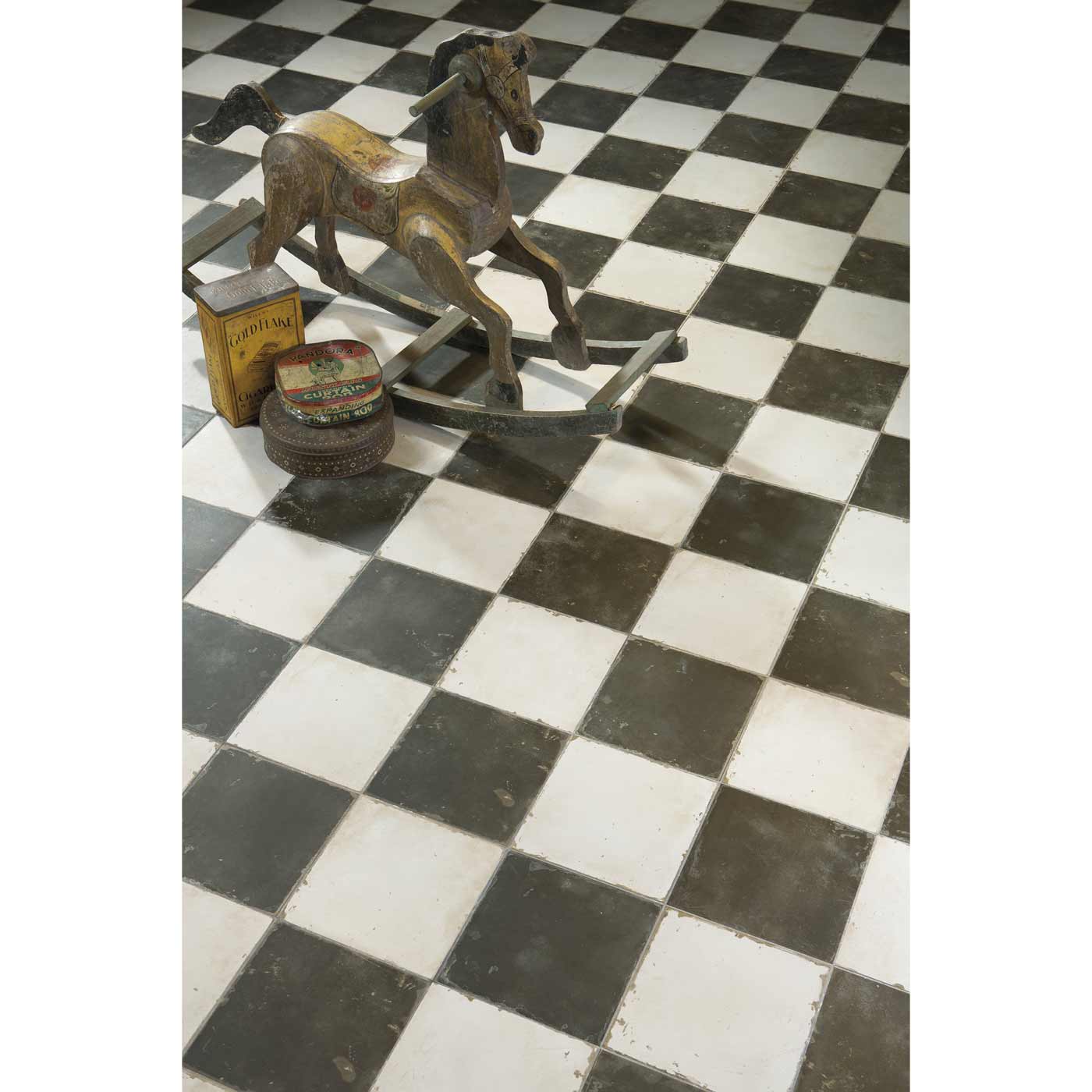 Image of Chequer black & white floor tile 45x45cm-Ceramic floor tile-Peronda-tile.co.uk