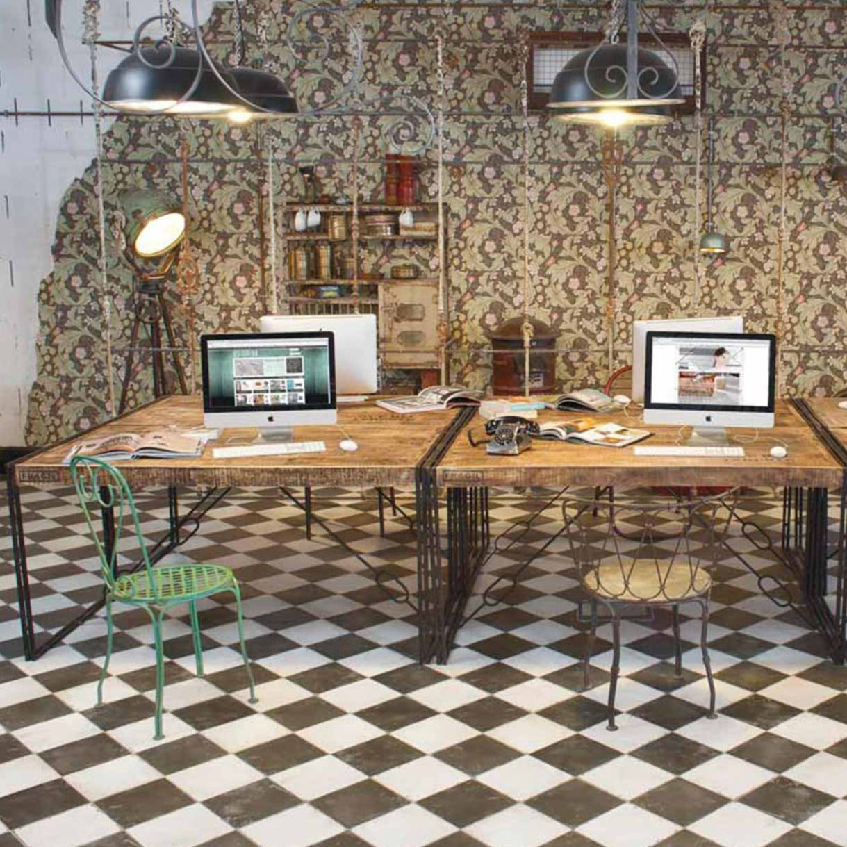 Image of Chequer black & white floor tile 45x45cm-Ceramic floor tile-Peronda-tile.co.uk