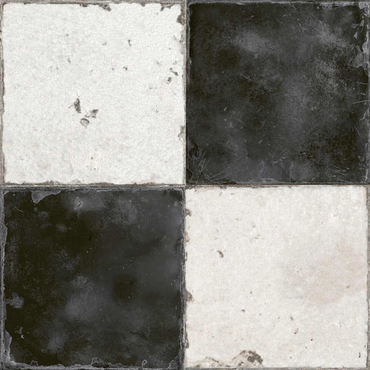 Image of Chequer black & white floor tile 45x45cm-Ceramic floor tile-Peronda-tile.co.uk