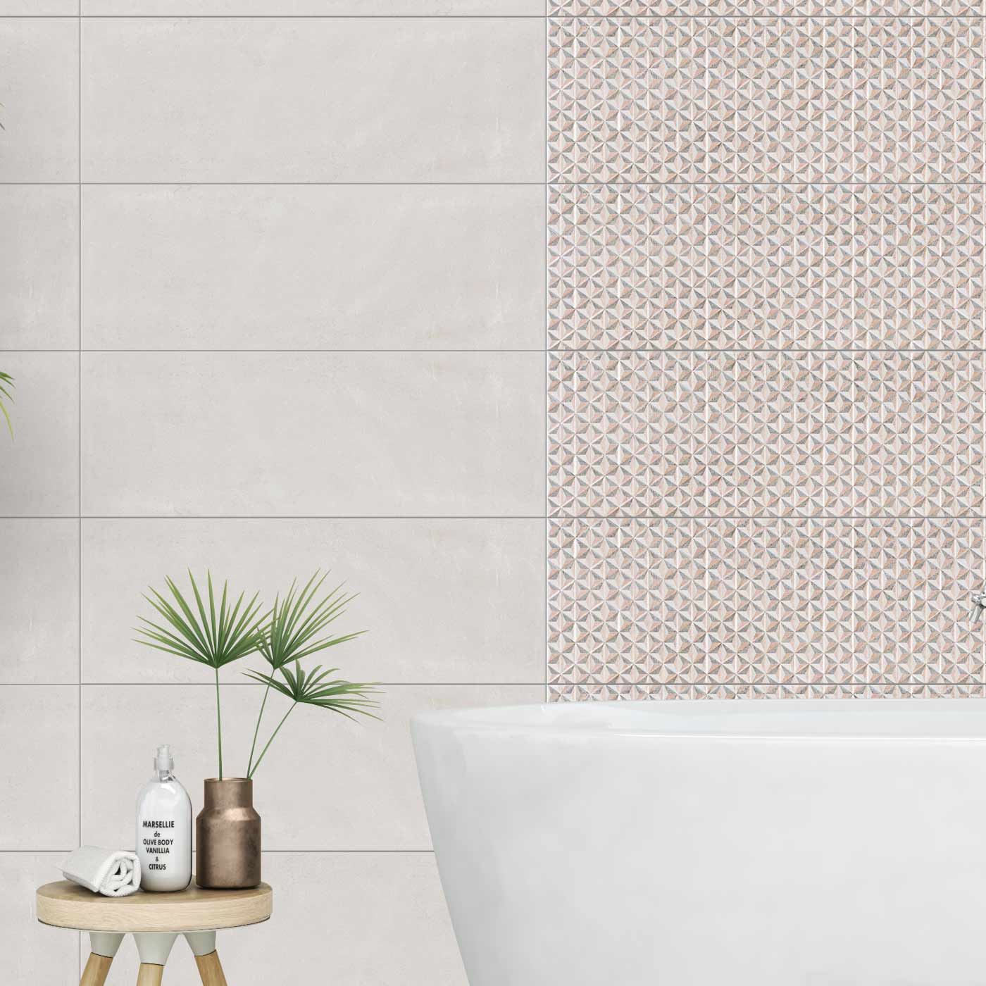 Image of Pattern White wall tile 25x70cm-Ceramic wall tile-Pamesa ceramica-tile.co.uk