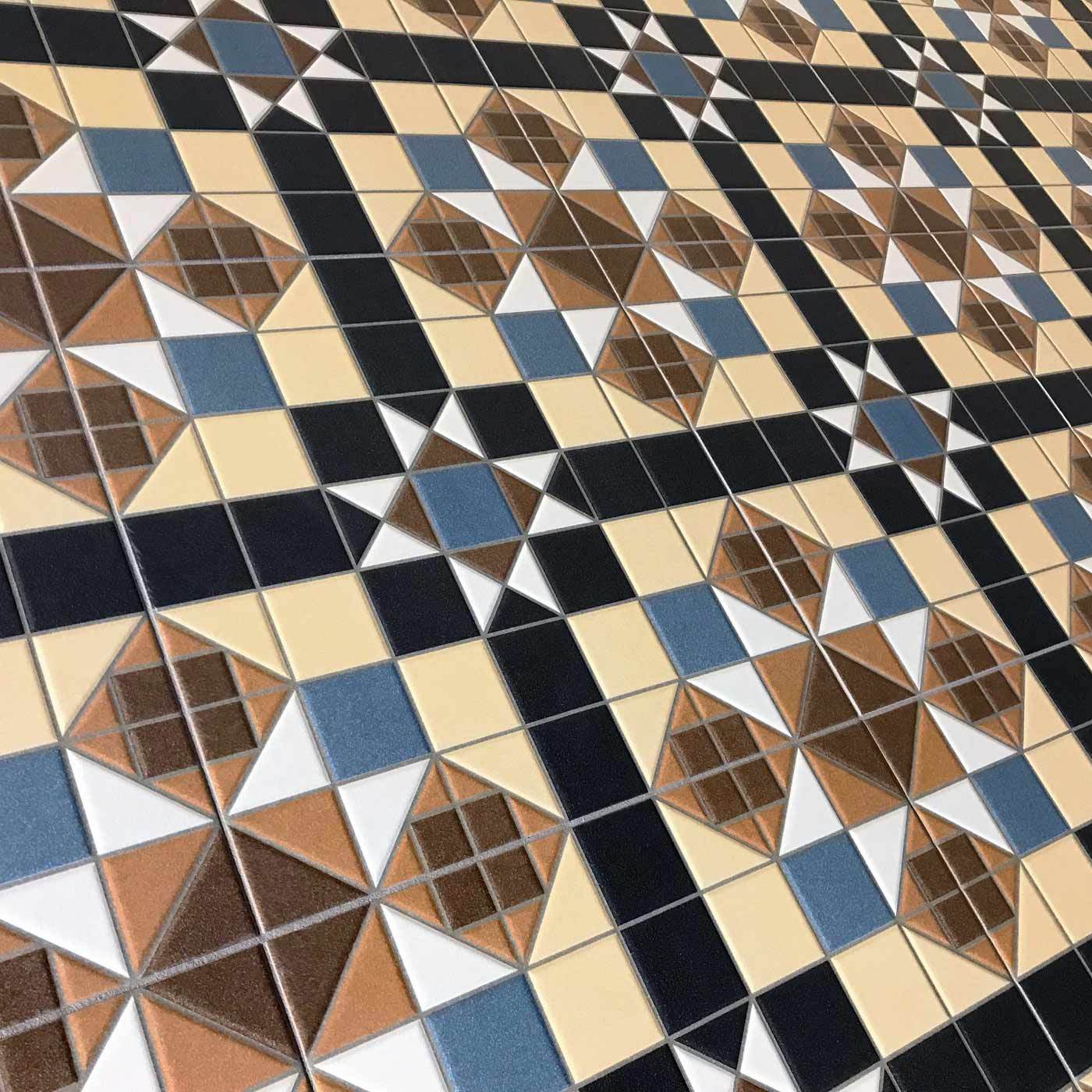 Image of Dorset Marron Pattern floor tile 31.6x31.6cm-Pattern tile-Vives ceramica-tile.co.uk