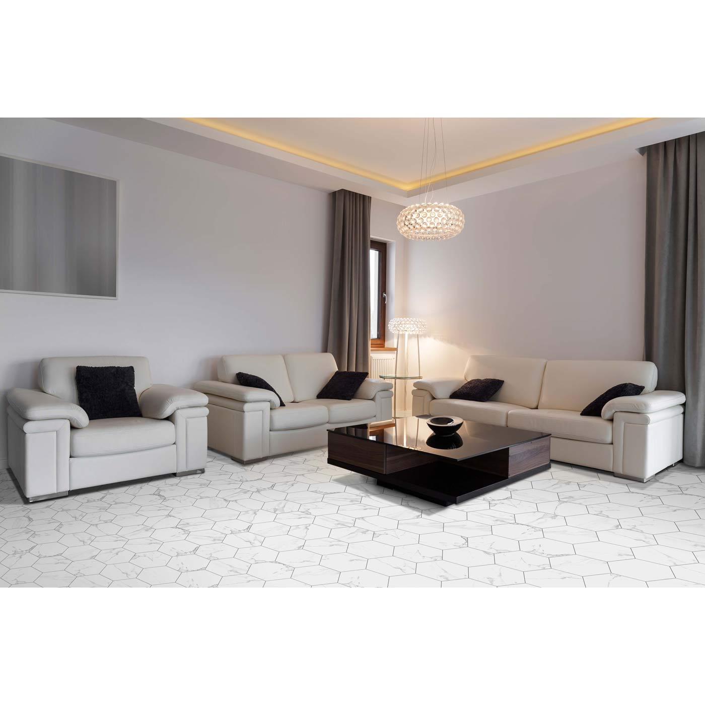 Image of Marble Hex Matt tile 22.5x25.9cm-Hexagon tile-Cerlat-tile.co.uk