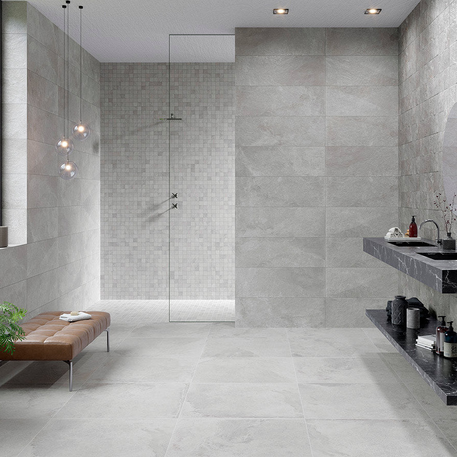 Image of Fauna Grey Matt Porcelain Wall Tile 30x90cm-Ceramic wall tile-Keraben-tile.co.uk