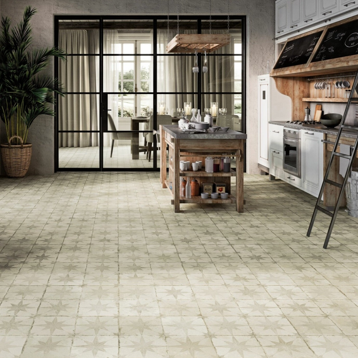 Image of Star White Pattern Floor Tile 45x45cm-Pattern tile-Peronda-tile.co.uk