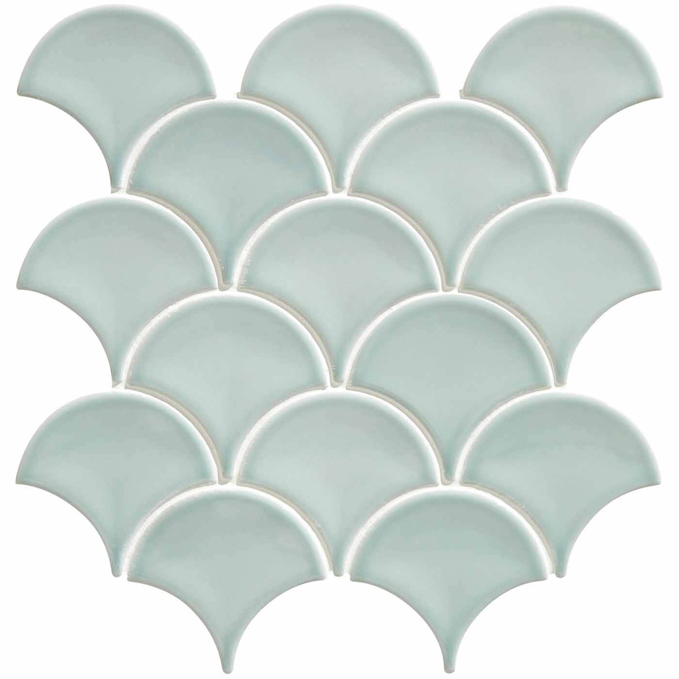 Image of Gelato Scallop Mint Mosaic 25.9x27.3cm-mosaic tile-Ca Pietra-tile.co.uk