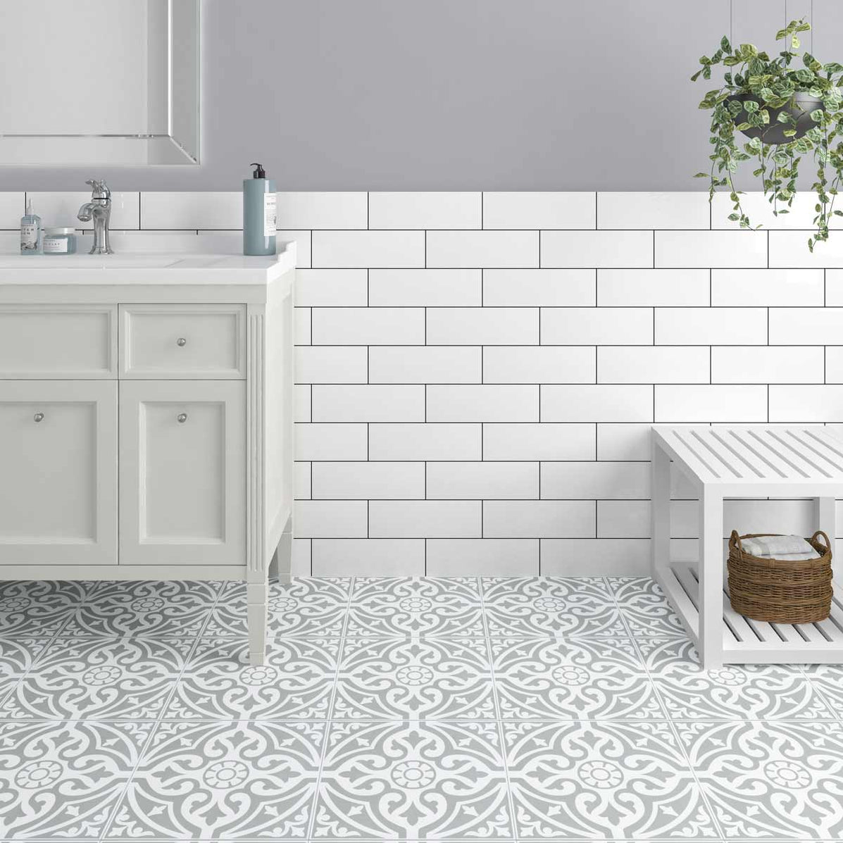 Hadrian Devonstone Grey pattern floor tile | 33x33cm — Tile.co.uk