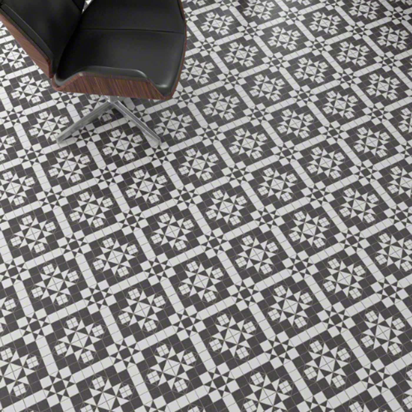 Image of Harrow Grafito Pattern floor tile 31.6x31.6cm-Pattern tile-Vives ceramica-tile.co.uk