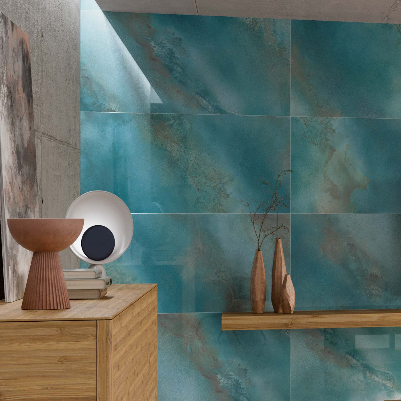 Image of Tropical Ocean Aqua porcelain tile 60x120cm-Large format-Fanal-tile.co.uk
