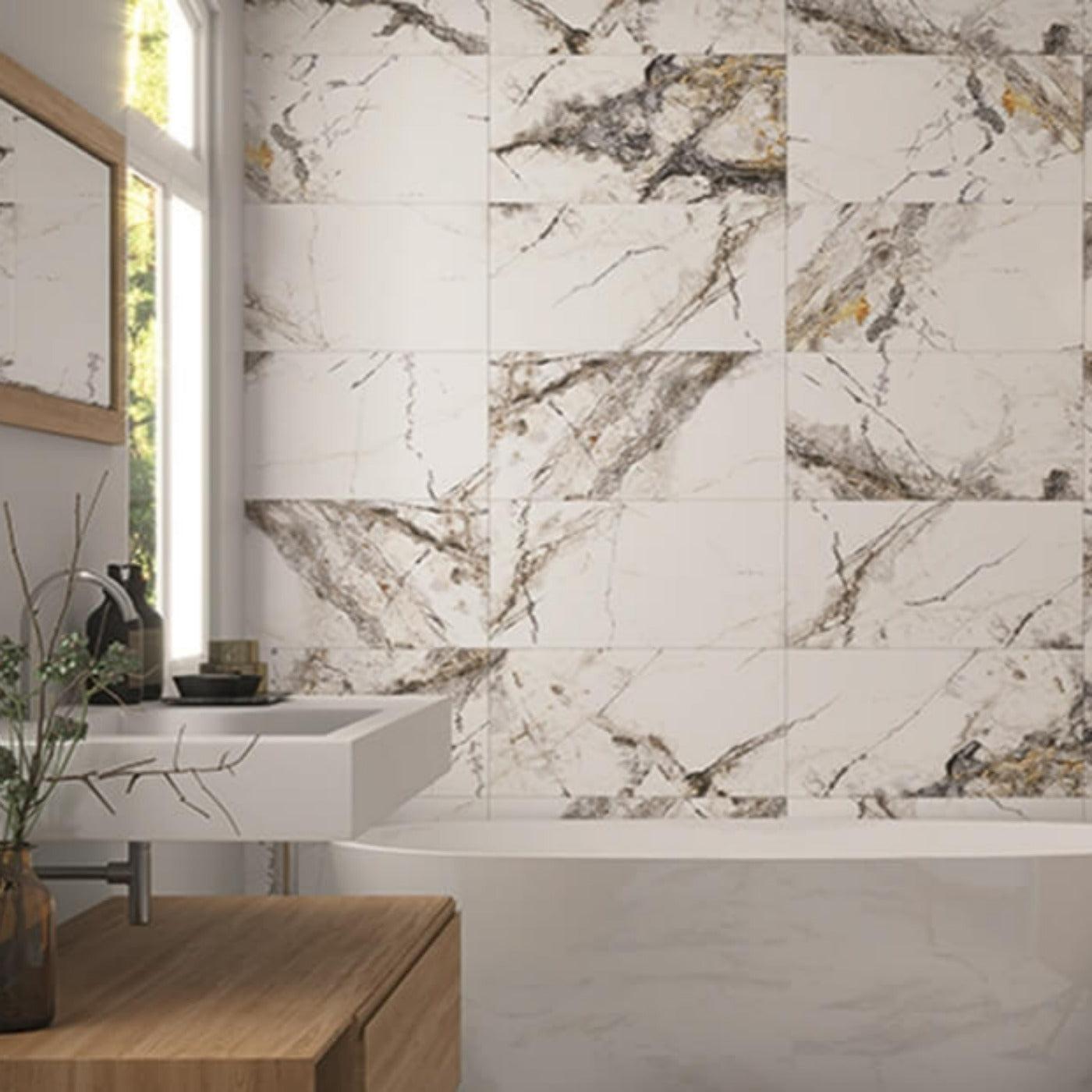 Image of Verona Marble Polished tile 30x60cm-Porcelain tile-Yurtbay-tile.co.uk