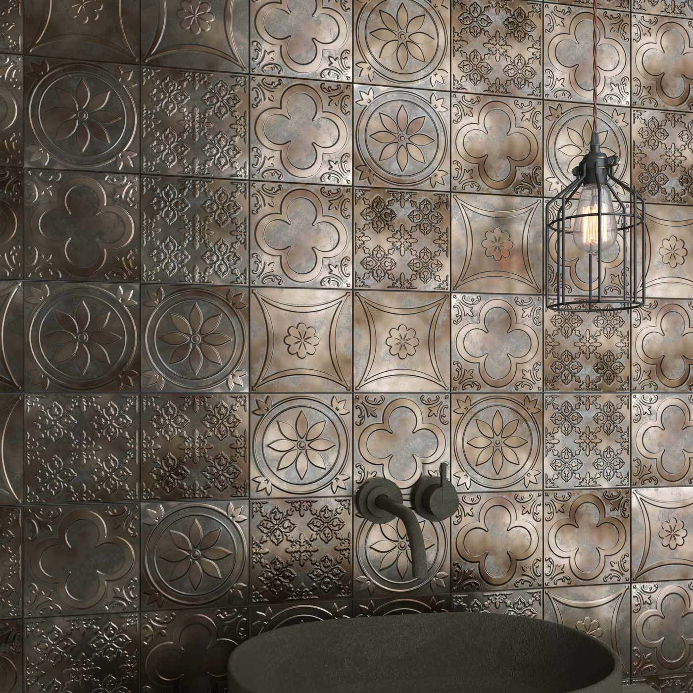Image of Lucciola Bronce Satin Finish 15x15cm-Ceramic wall tile-Dune Ceramica-tile.co.uk
