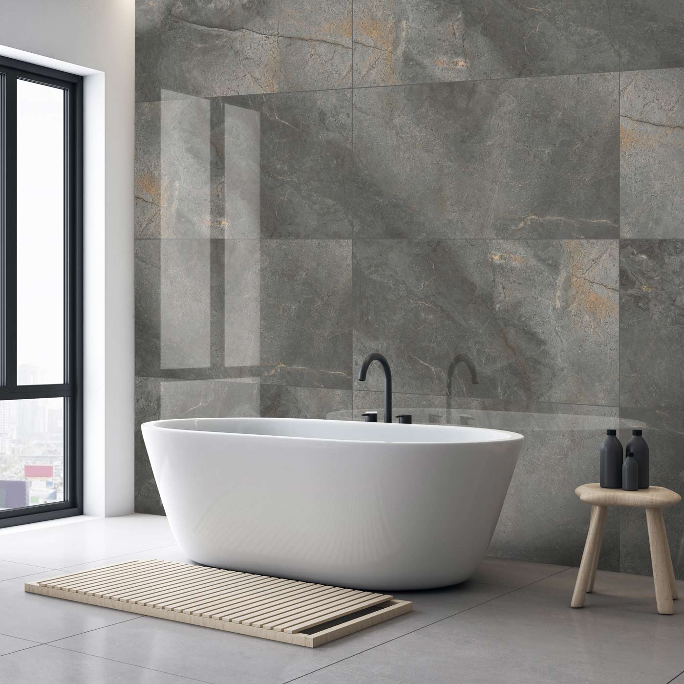 Image of Wonderlust Graphite tile 60x120cm-Large format-Cerrad-tile.co.uk