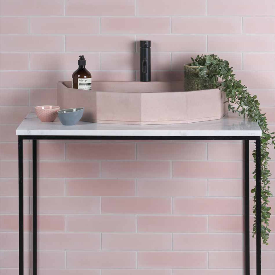 Image of Medina Brick Rosa tile 7x28cm-Brick style tiles-Ca Pietra-tile.co.uk