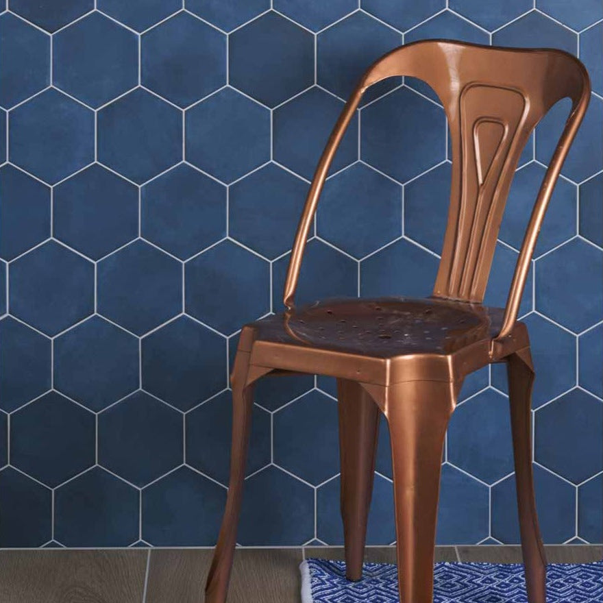 Medina Hexagon Navy Blue tile | 14x16cm Brick Tile — Tile.co.uk
