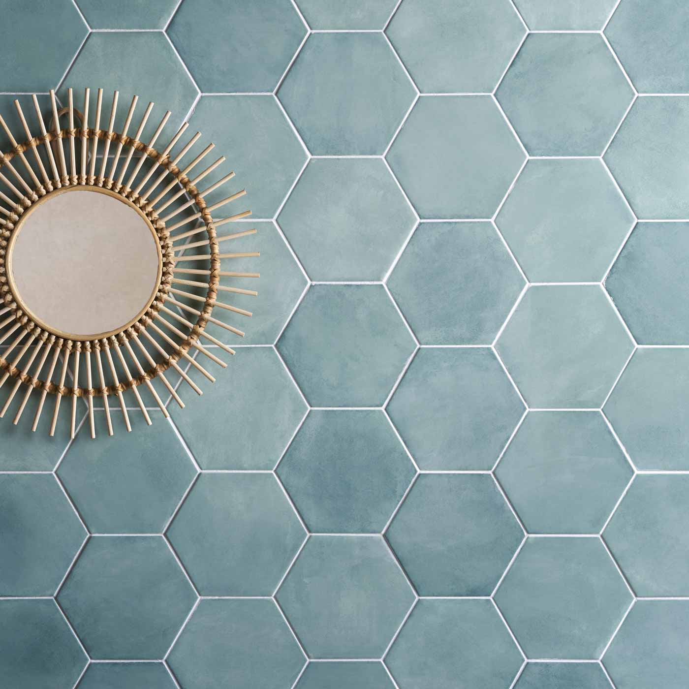 Image of Medina Hexagon Salvia tile 14x16cm-Hexagon tile-Ca Pietra-tile.co.uk