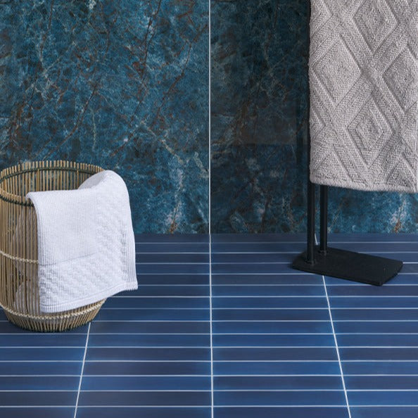 Image of Medina Brick Navy Blue tile 7x28cm-Brick style tiles-Ca Pietra-tile.co.uk
