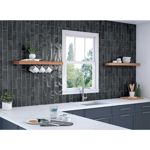 Nissel Black Brick Tile 7.5x30cm-Ceramic wall tile-Mayolica-tile.co.uk