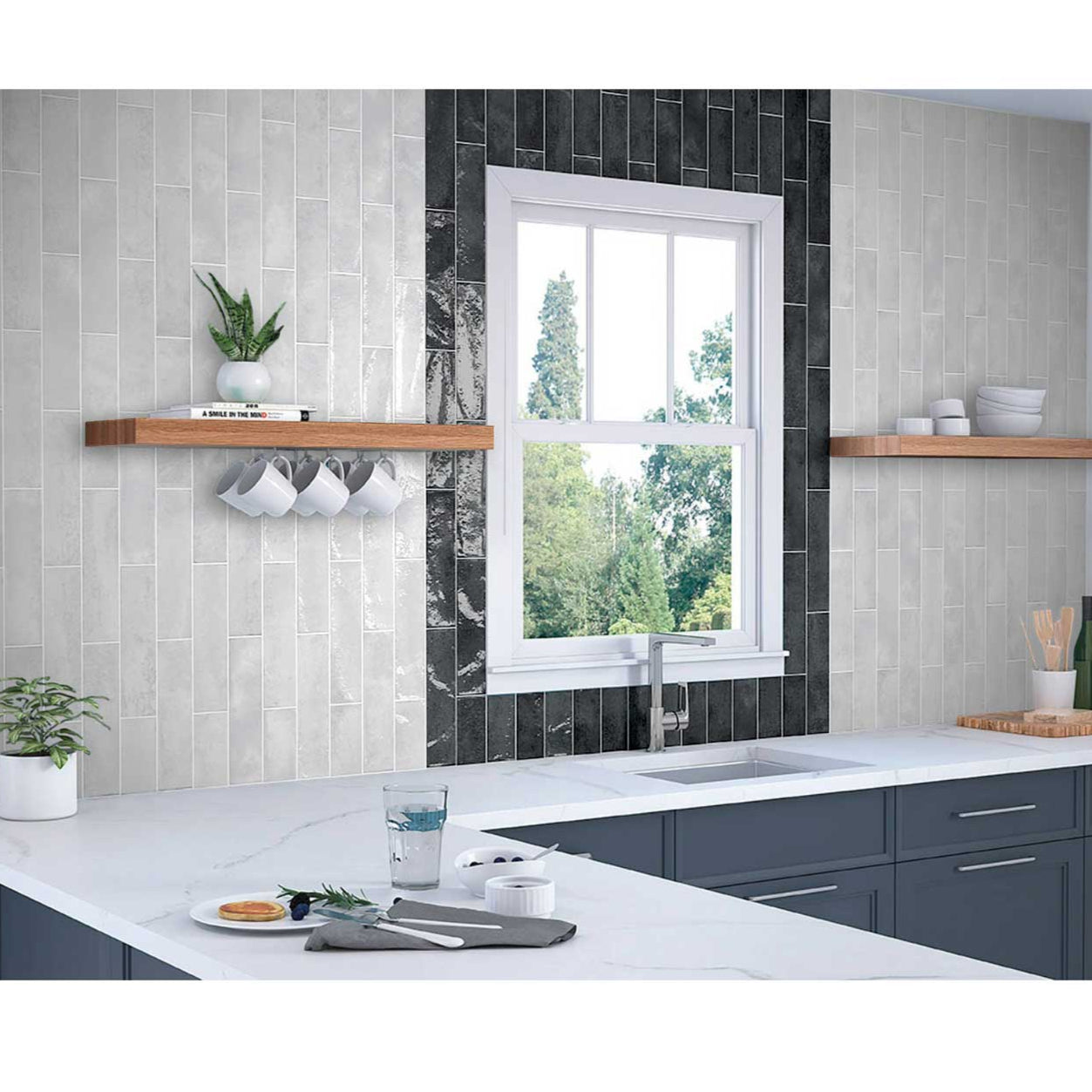 Image of Nissel White Brick Tile 7.5x30cm-Ceramic wall tile-Mayolica-tile.co.uk
